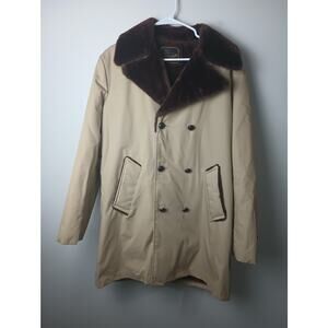 Vintage Westwind Jacket Men's Medium Fuax Fur lined Canvas Tan 60s 50s